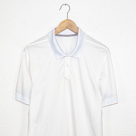 Lululemon Men's Small Evolution Short Sleeve Polo Shirt Oxford white - Picture 2 of 6